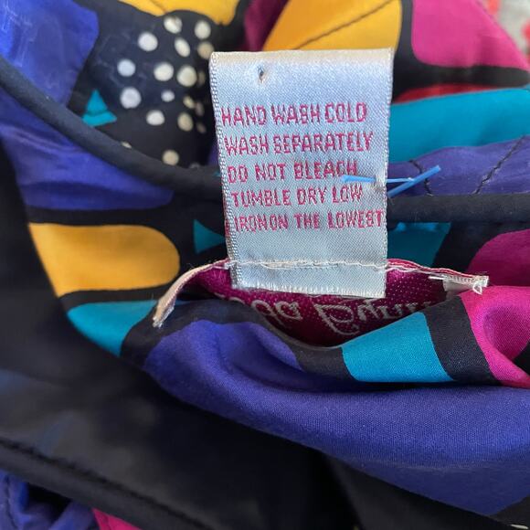 Vintage Rhoda Lynne Quilted Silk Open Jacket 90s Colorful Oversized Womens S - Picture 12 of 15